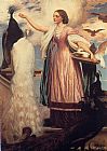 Lord Frederick Leighton Famous Paintings - A Girl Feeding Peacocks